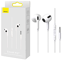 Наушники Baseus Encok 3.5mm lateral in-ear Wired Earphone H17 White (NGCR020002)