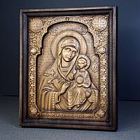 Икона Божьей Матери деревянная резная Размер 12.5 х 15 см.