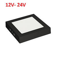 Светодиодный накладной светильник 12W 12-24V 6400K квадрат черный (потолочный) Код.59518