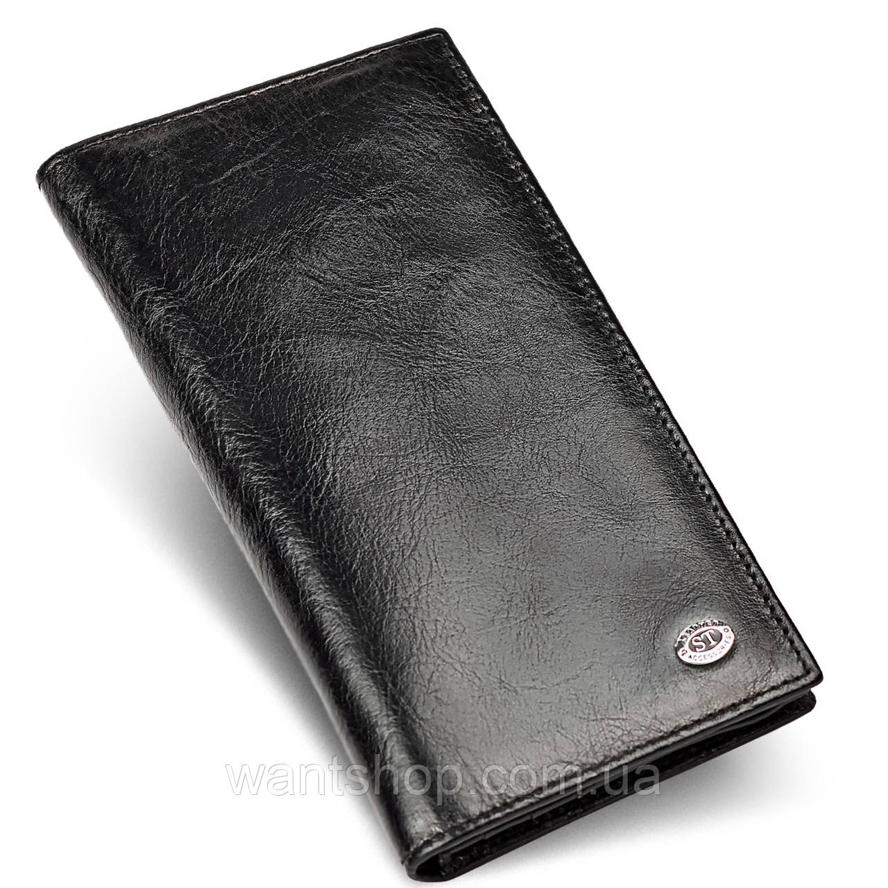Чорний чоловічий купюрник на магнітах з натуральної шкіри ST Leather ST152