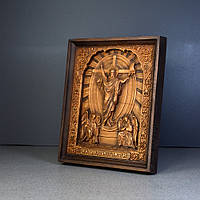 Икона Воскресение Христово деревянная резная Размер 12.5 х 15 см.