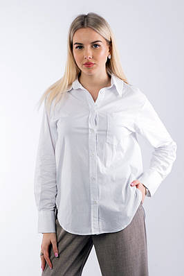 Сорочка жіноча оверсайз з кишенею біла 4112 M (2000000093369)