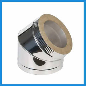 Коліно для димоходу сендвіч 45° термо Ø 100х160 мм Товщина 0.5 мм (Нерж х Нерж) з нержавіючої сталі для печі