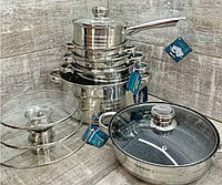 Набор посуды, из нержавеющей стали с мерной шкалой на 12 предметов Rainberg RB-601