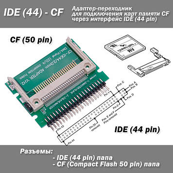 Адаптер IDE (44 pin тато) — CF (заміна 2.5 HDD на CF) DMA panel CF-IDE44 V.H2