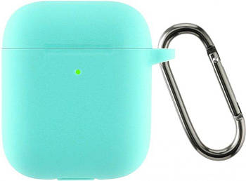 Силіконовий чохол для навушників Apple AirPods 1/2 Ultrathin Silicone Case з карабіном Бірюзовий (KG-6745)