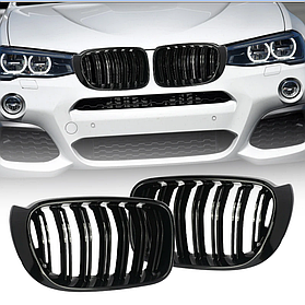 Решітка ноздрі радіатора BMW (БМВ) X3 series (F25) 2014-2017 LCI, X4 series (F26) 2014-2018-Глянець 2 ребра