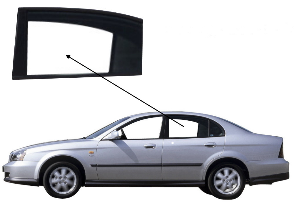 Бічне скло Daewoo Evanda 2002-2007 задніх дверей ліве