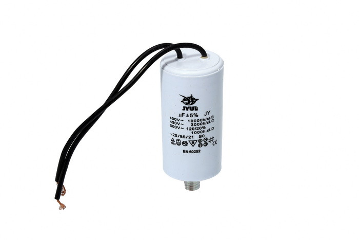 Конденсатор CBB60-G 9 мкФ 450 V с проводами и болтом - фото 1 - id-p1262057108