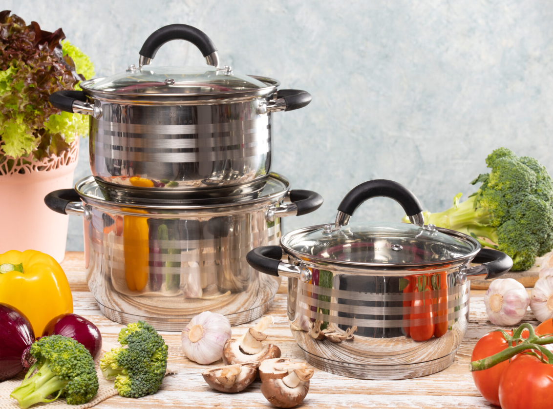 Набір каструль із неіржавкої сталі Edenberg EB-2411 6 предметів з індукційним дном/Набір кухонного посуду, фото 1