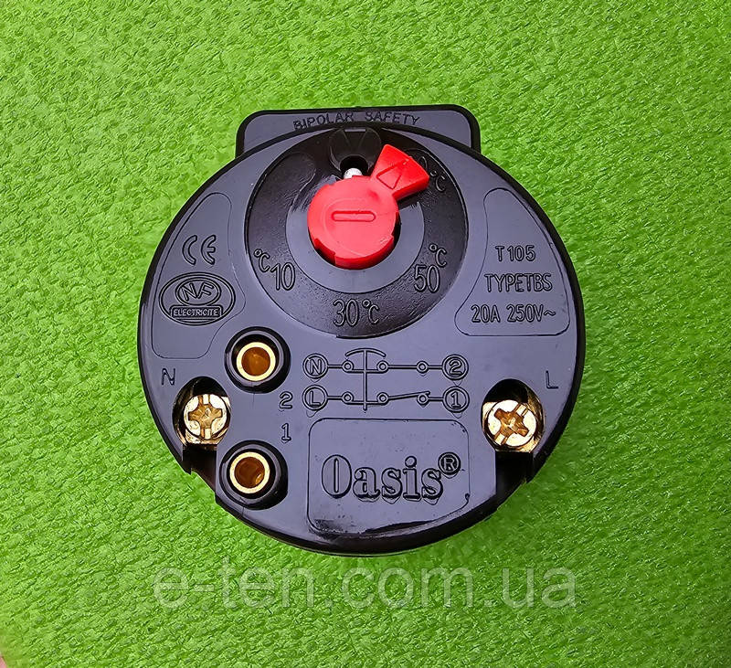 Терморегулятор механічний TBS / 20А / 250V з термозахистом (для ТЕНів) / L=270мм (коричневий) OASIS, фото 1