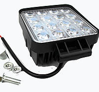 Фара Led квадратна 48W, 16 ламп, широкий промінь 10/30V 6000 K (шт), фото 2