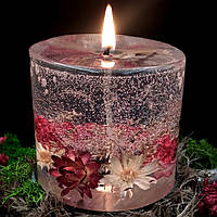 Декоративна гелева свічка Чародійка 502-2 циліндр с сухоцвітами