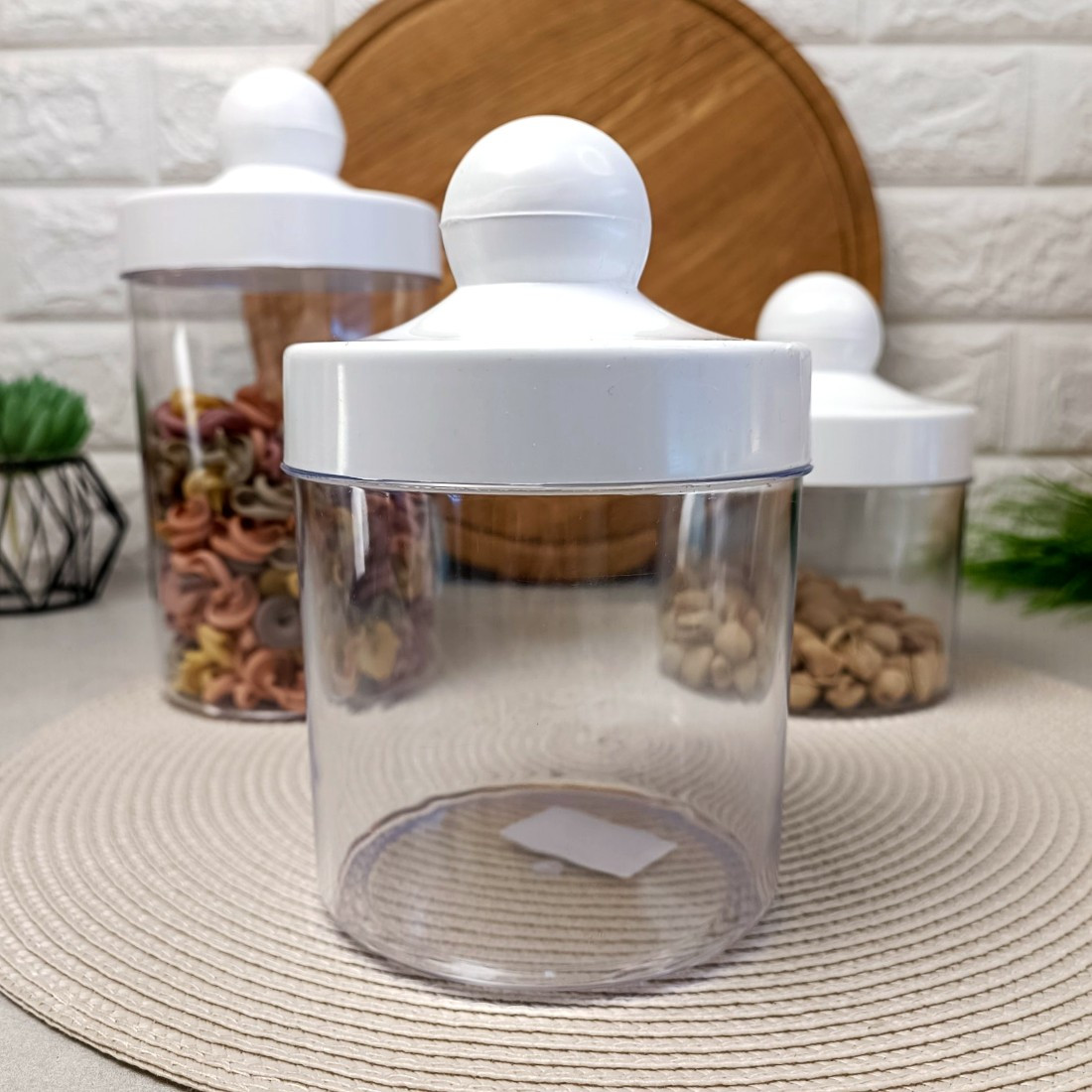 Кругла пластикова банка для зберігання харчових продуктів 1л ММ