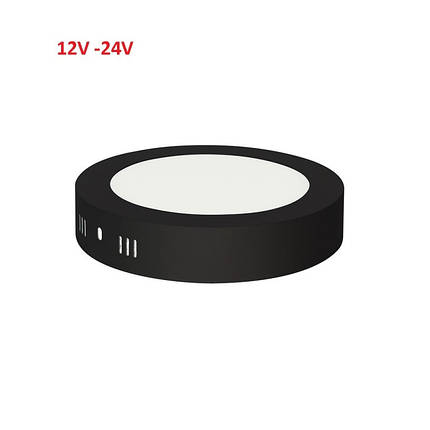 Накладний світильник 12 W 12-24 V 6400 K круглий чорний стельовий Код.59476, фото 2