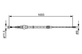 Трос ручного гальма BOSCH 1 987 477 698 ЗЗАДУ ЛІВОРУЧ/ПРАВОРУЧ VW; SKODA; SEAT; AUDI GOLF IV