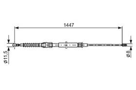 Трос ручного гальма BOSCH 1 987 477 958 ЗЗАДУ ЛІВОРУЧ/ПРАВОРУЧ VW (VOLKSWAGEN); SKODA; AUDI; SEAT GOLF VI