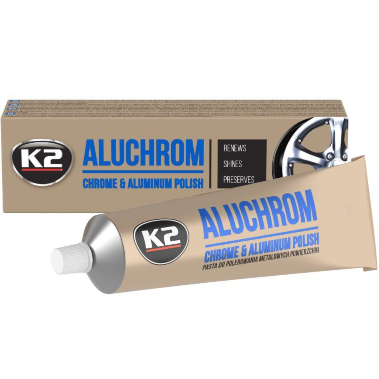 Поліроль для дисків та хромованих деталей K2 Aluchrom, 120 г Тюбик, фото 1