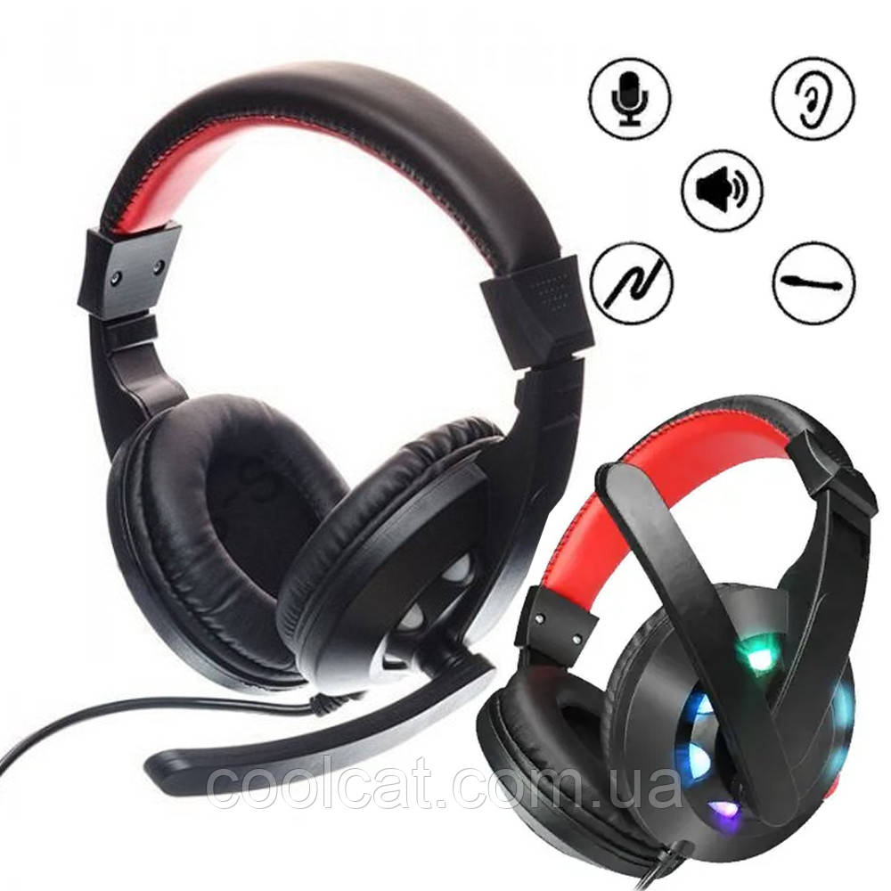 Ігрові навушники з мікрофоном та підсвічуванням Gaming MDR A65 / Провідні навушники для ПК