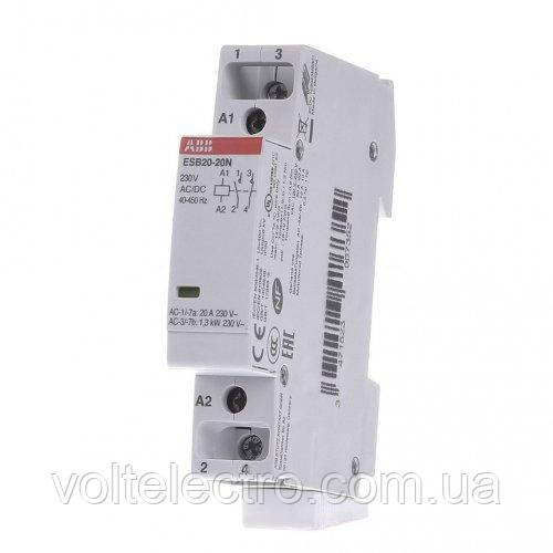 Модульний контактор ESB20-11N-06 20А, 1NO+1NC 220В AC/DC, ABB, фото 1