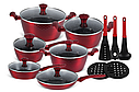 Набір кухонного посуду 15 предметів EDENBERG EB-5635 / Набір казанів + сковорідки з мармуровим покриттям, фото 2