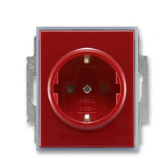 Розетка ABB Element із заземл.контактом зі шторками 16А 250V Карміновий/сіро-крижаний (5518E-A03459 24)