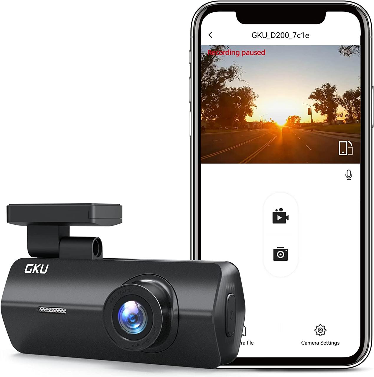 Dash Cam WiFi 2.5K Автомобільна камера спереду: GKU Mini Dashcam Smart Dash APP Control FHD 1600P Dash, фото 1