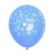 Латексні кулі 12" (30 см) Baby Birthday, 10 шт блакитні