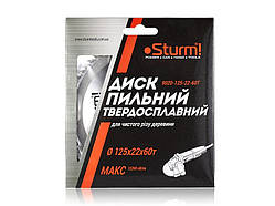 Диск пильний 125х22мм 60 зубів по дереву Sturm 9020-125-22-60T