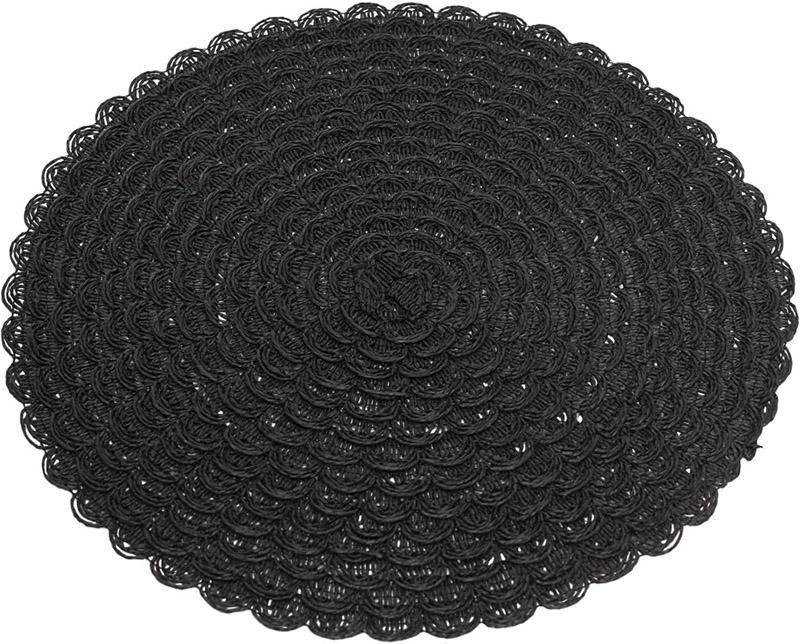 Набір 6 сервірувальних килимків "Margrese В'язана серветка" 38см, чорний (підтарільники)