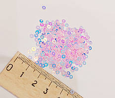 Паєтки, блискітки 4 мм, паковання 2 г Індія. Білий перламутр