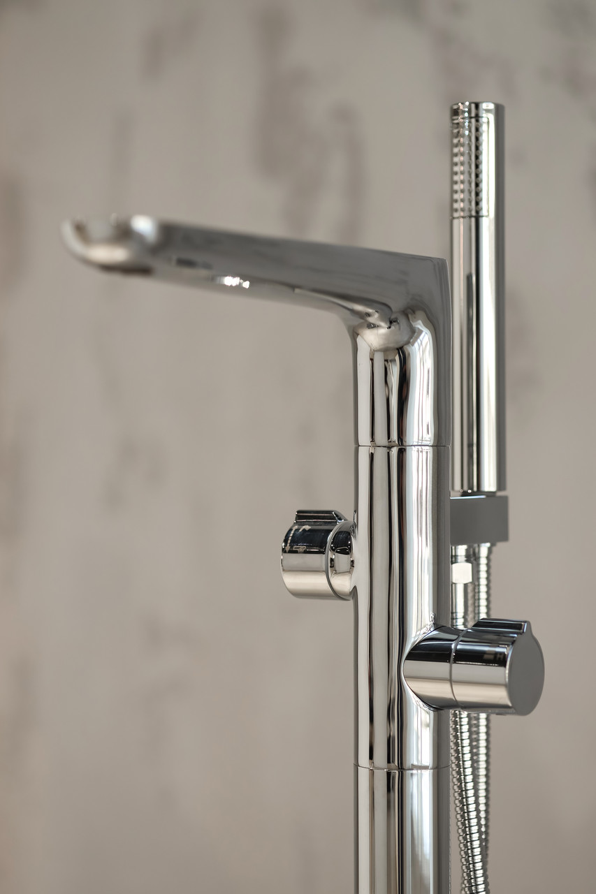 Кран для ванни змішувач підлоговий, що окремо стоїть Brone Solare Chrome, фото 1