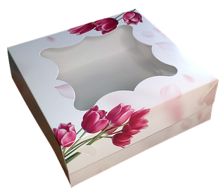 Коробка 26*26*9 см з вікном Тюльпани