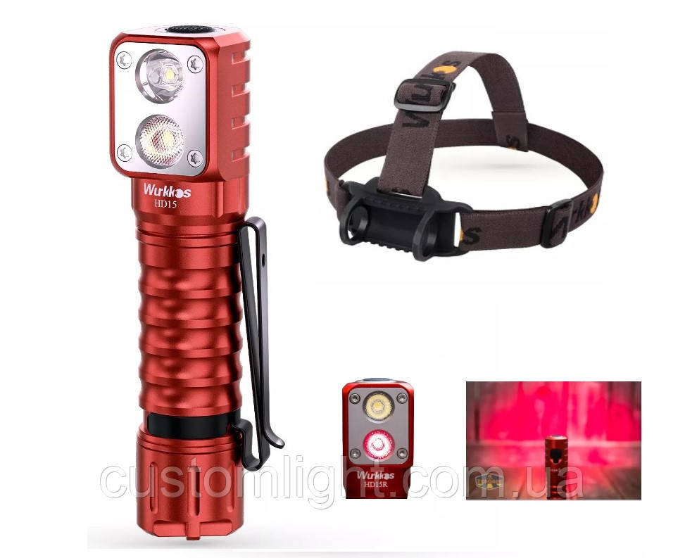 Налобний ліхтар Wurkkos HD15R RED червоне світло (usb type-c зарядка/powerbank)