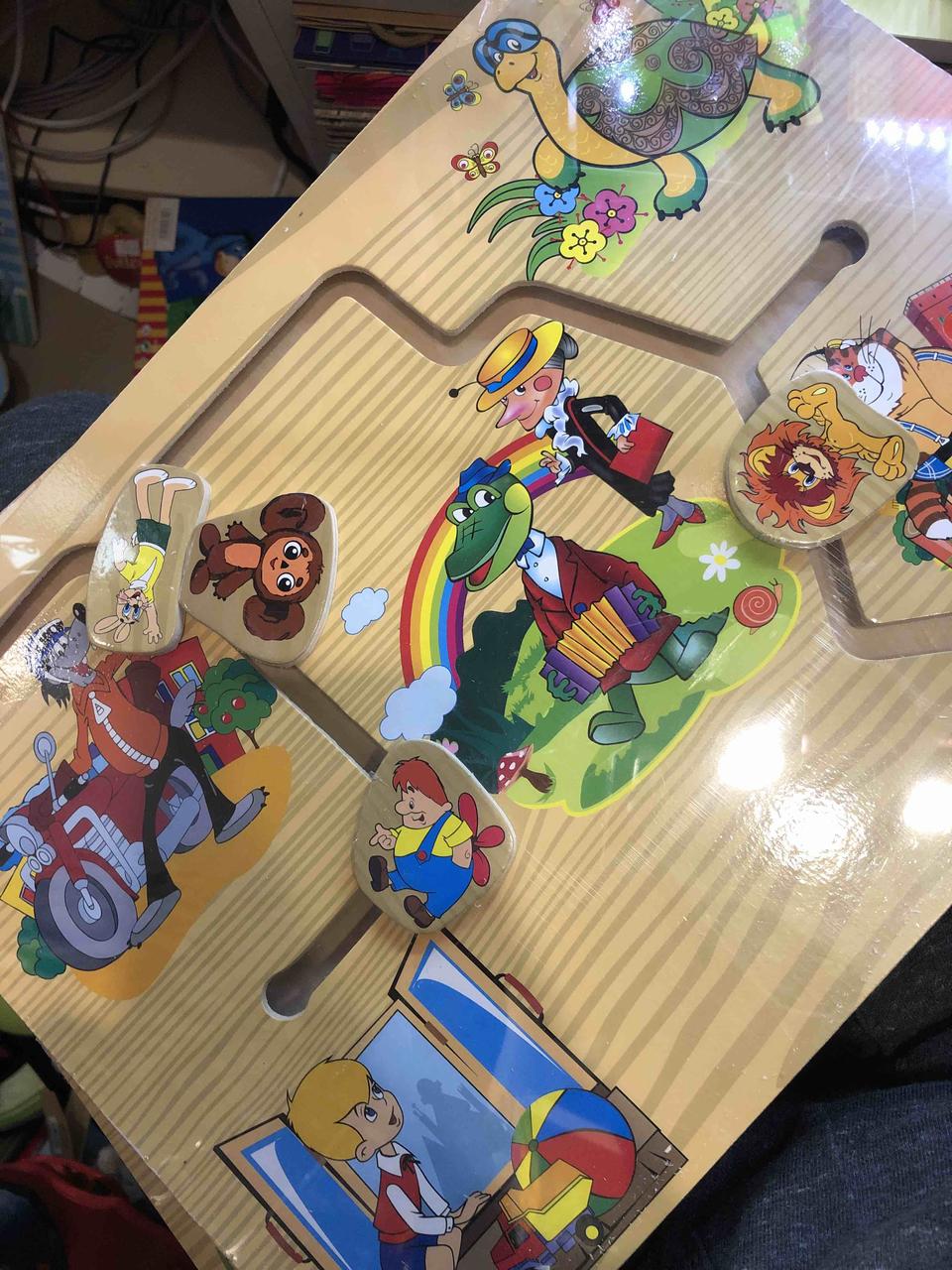 Іграшка деревяна "Вкладиш лабіринт. Мультгерої", мікс, Развивающая игрушка "Лабиринт. Мультфильм", фото 1