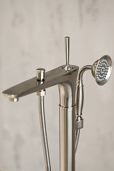 Кран для ванни змішувач підлоговий, що окремо стоїть Brone Solo BRUSHED NIKEL