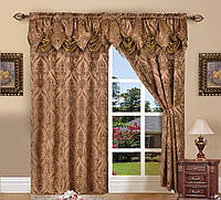 Brown 54 X 84 Elegant Comfort Жаккардовые панели для штор Penelopie Look, 54 на 84 дюйма, золото, набор