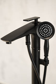 Кран для ванни змішувач підлоговий, що окремо стоїть Brone Solo Novo Matt Black