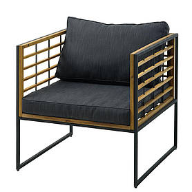 Лаунж крісло садове із гальванізованоі сталі та промащений хардвуд з подушкмми для сидіння ,bobi