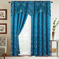 Turquoise Blue 54 X 84 Elegant Comfort Жаккардовые панели для штор Penelopie Look, 54 на 84 дюйма, золот