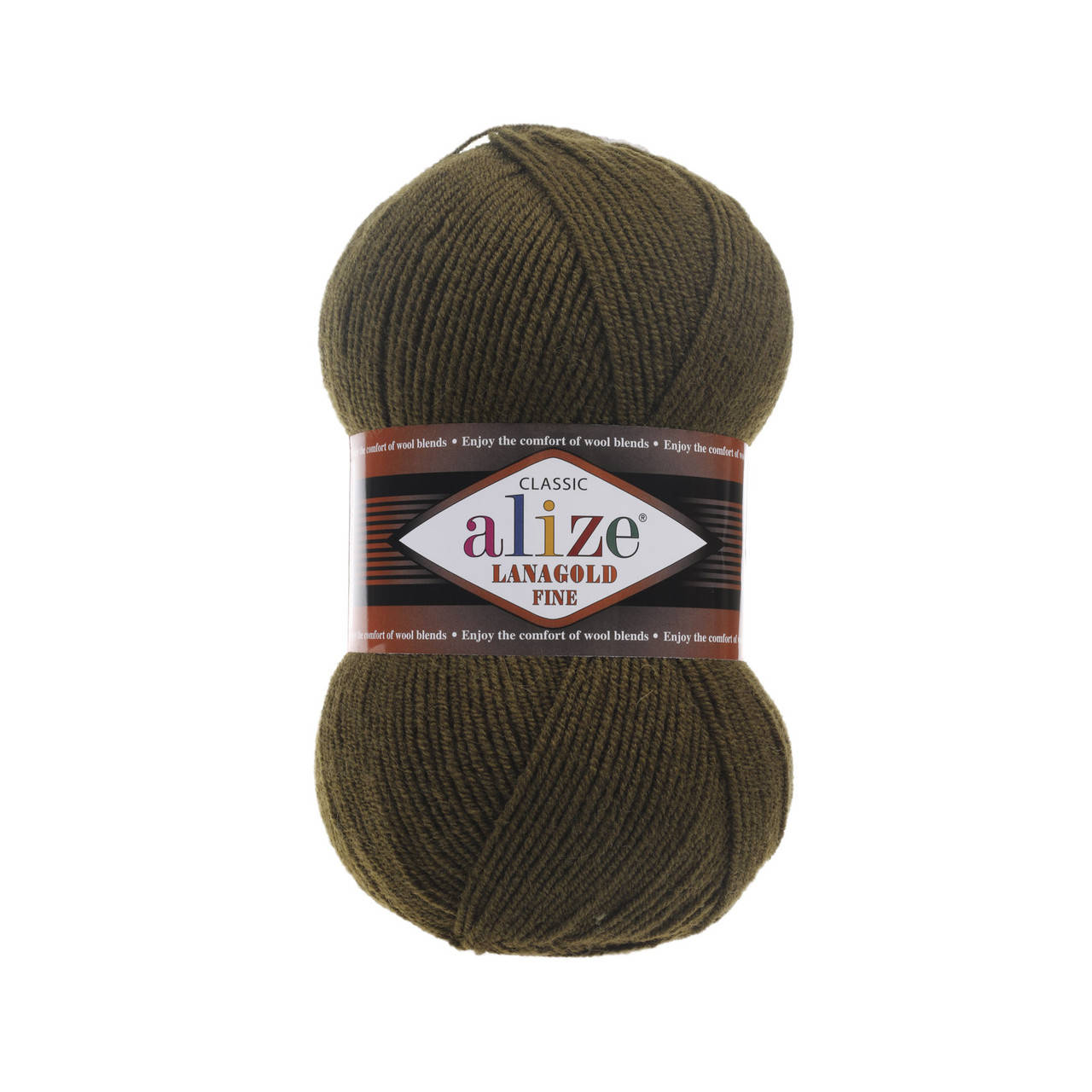 

Alize Lanagold Fine (Ализе Лана Голд Файн) № 214 оливковый зеленый (Пряжа полушерсть, нитки для вязания)