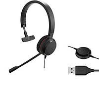 Наушники с микрофоном проводные USB Jabra Evolve 20 MS Mono (4993-823-109) с шумоподавлением черные бу