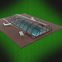 Павильон для бассейна, 7.2х3х1.17, раздвижной, прозрачный монолитный поликарбонат