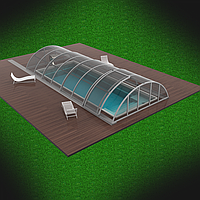 Павильон для бассейна, 8.3х3.5х1.22, раздвижной, прозрачный монолитный поликарбонат