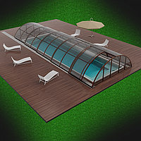 Павильон для бассейна, 10.65х4.8х1.79, раздвижной, прозрачный монолитный поликарбонат