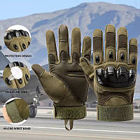 Полнопалые военные перчатки с защитой костяшек | Закрытые тактические перчатки ЗСУ армейские олива