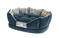 Лежак с двусторонней подушкой Ferplast Charles 50 Bedding Blue для кошек и собак, 45*35*17 см 83615001