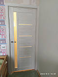 Дверцята міжкімнатні Леодор Leodor модель Рим у кольорі білий льон зі склом сатин 60,70, 80, 90 см, фото 4
