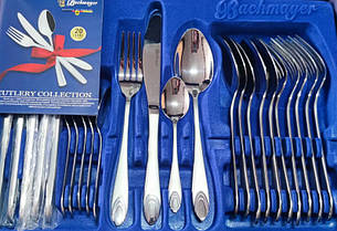 Набір столових приладів Bachmayer BM-2431 з 24 предметів у подарунковій валізі на 6 персон ложки, виделки (вилки), ножі, фото 2