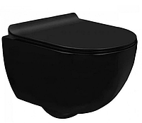 Безободковый подвесной унитаз черный матовый c сиденьем soft-close с быстрой съемкой. Гарантия 10 лет